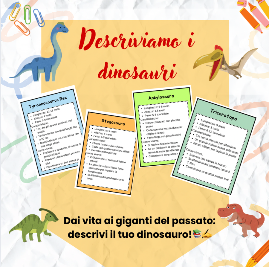 Descriviamo i dinosauri - flashcard classe terza