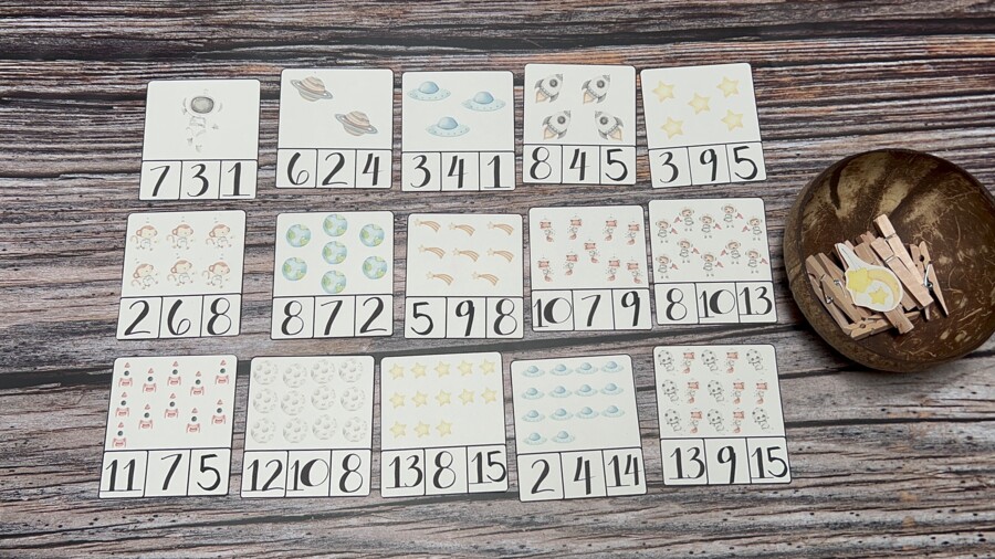 Imparare i numeri giocando_conta gli elementi spaziali con le flashcards!