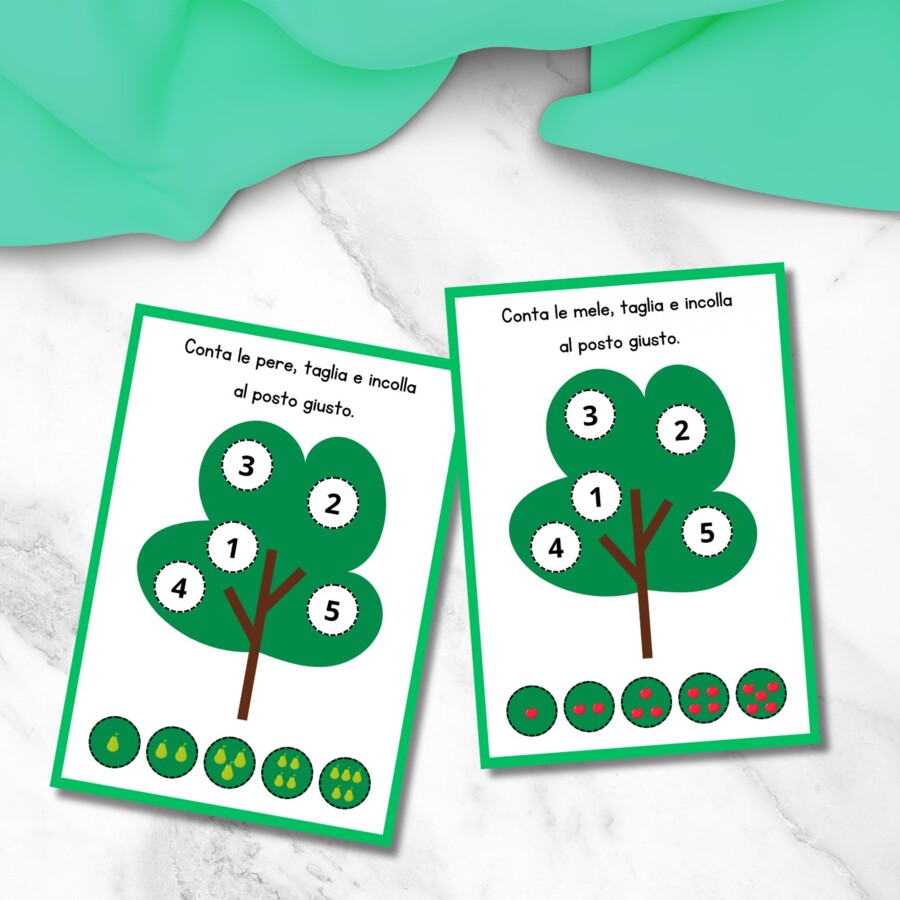 Gioco per imparare a contare - Alberi e frutti