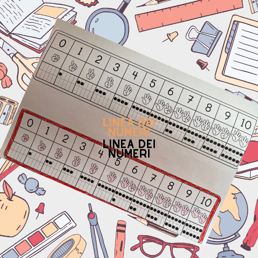 Linea dei numeri fino a 10 con mani e dots