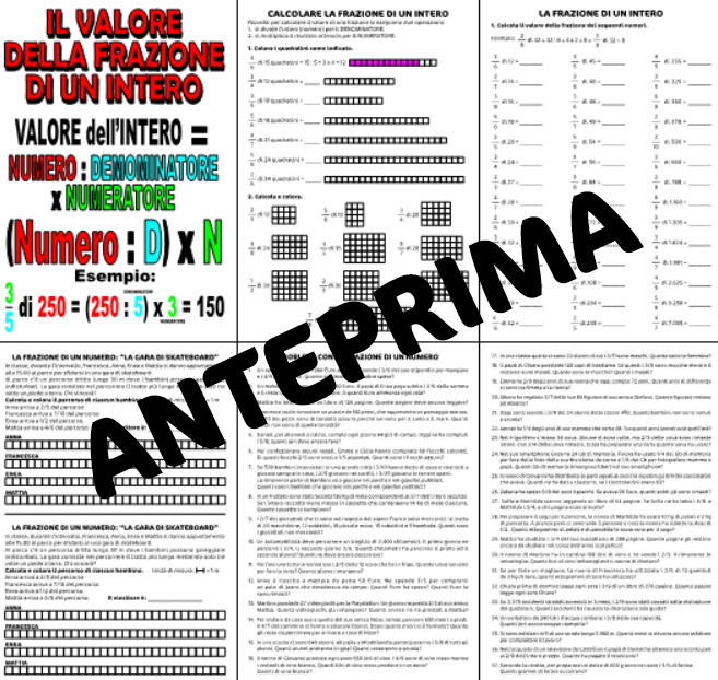 ESERCIZI E PROBLEMI CON LA FRAZIONE DI UN NUMERO CLASSE QUARTA SCUOLA PRIMARIA