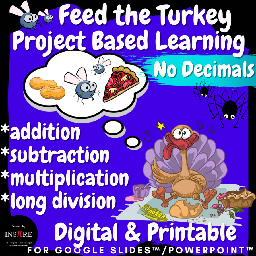 4th Grade Fall Thanksgiving Math Project Based Learning Activity PBL Feed Turkey