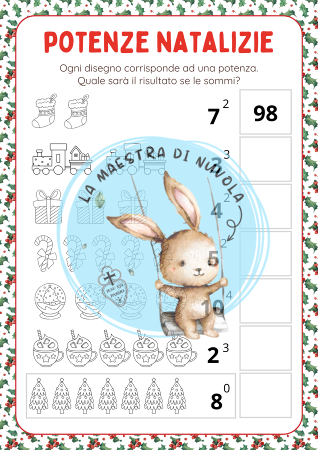 Compiti natalizi di MATEMATICA classe quinta