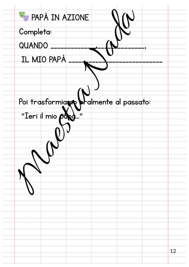 Festa del papà. Attività di italiano classe seconda scuola primaria