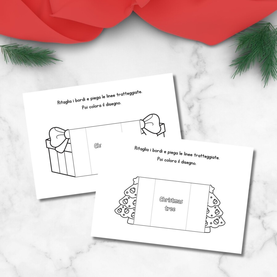 Parole di Natale in inglese – inserti da colorare e incollare sul quaderno