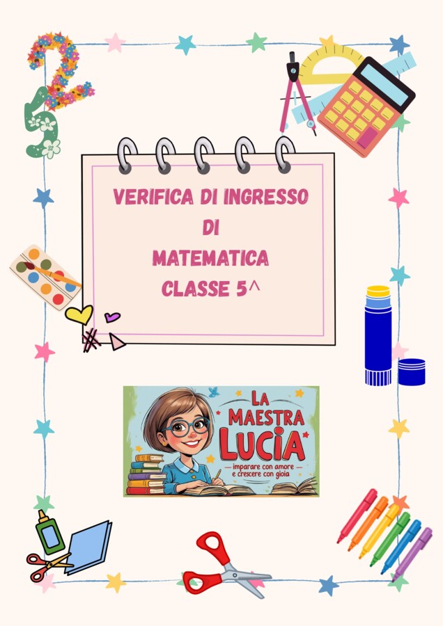 VERIFICA DI INGRESSO MATEMATICA CLASSE QUINTA