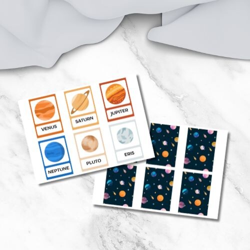 Solar System flashcards in inglese