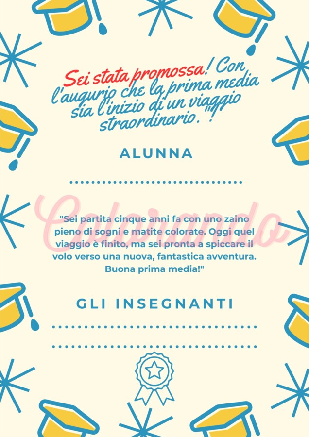 10 DIPLOMI DI PROMOZIONE DALLA QUINTA ELEMENTARE ALLA PRIMA MEDIA