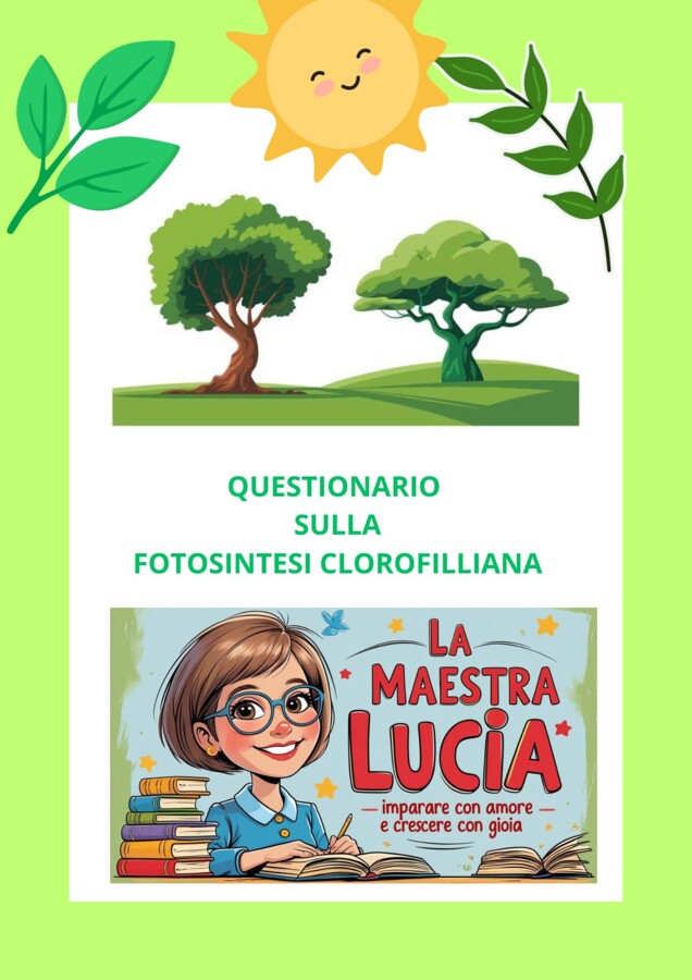 QUESTIONARIO SULLA FOTOSINTESI CLOROFILLIANA