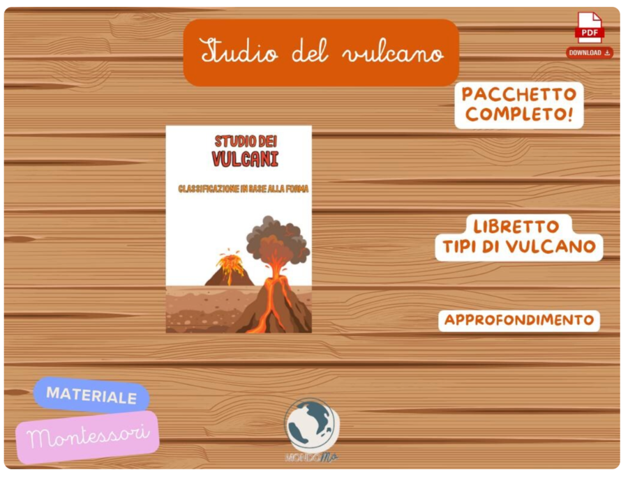 Studio dei vulcani - pacchetto completo | Materiale Montessori| Nomenclature| libretto| Poster muto e parlato| Scienze| Educazione cosmica