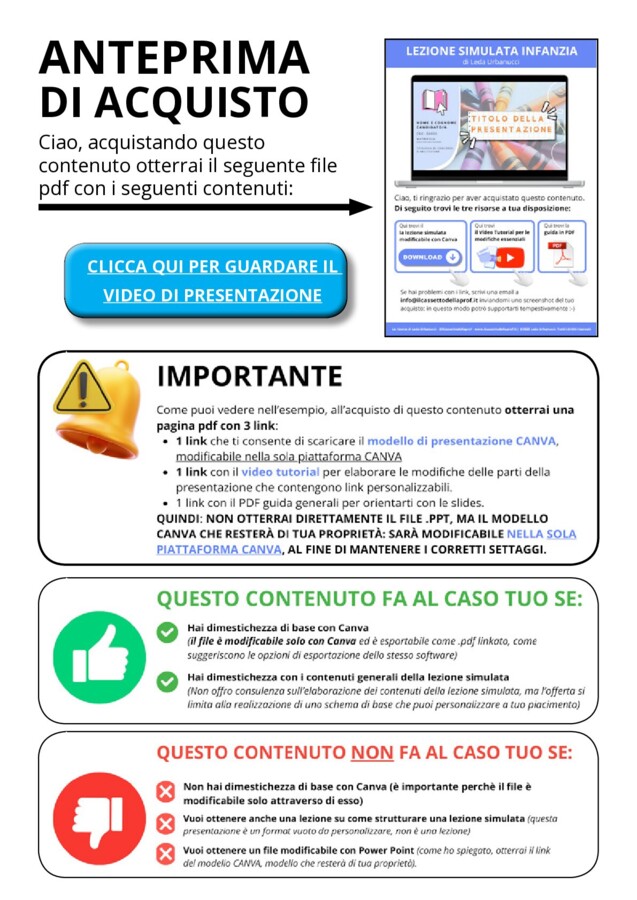 MODELLO CANVA di Lezione Simulata con INDICE LINKATO Scuola INFANZIA (vuoto)
