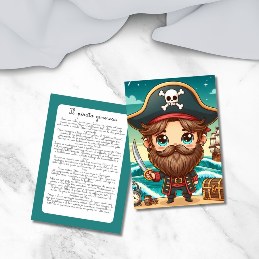 Il pirata generoso - storia in corsivo per bambini