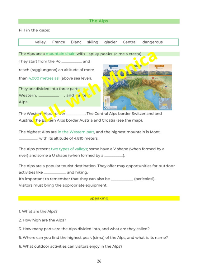 CLIL Geofrafia classe 4: Alpi - CLIL Geography Year 4: Alps
