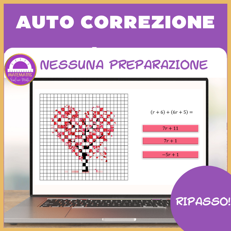 Somma e sottrazione di polinomi pixel art | San Valentino