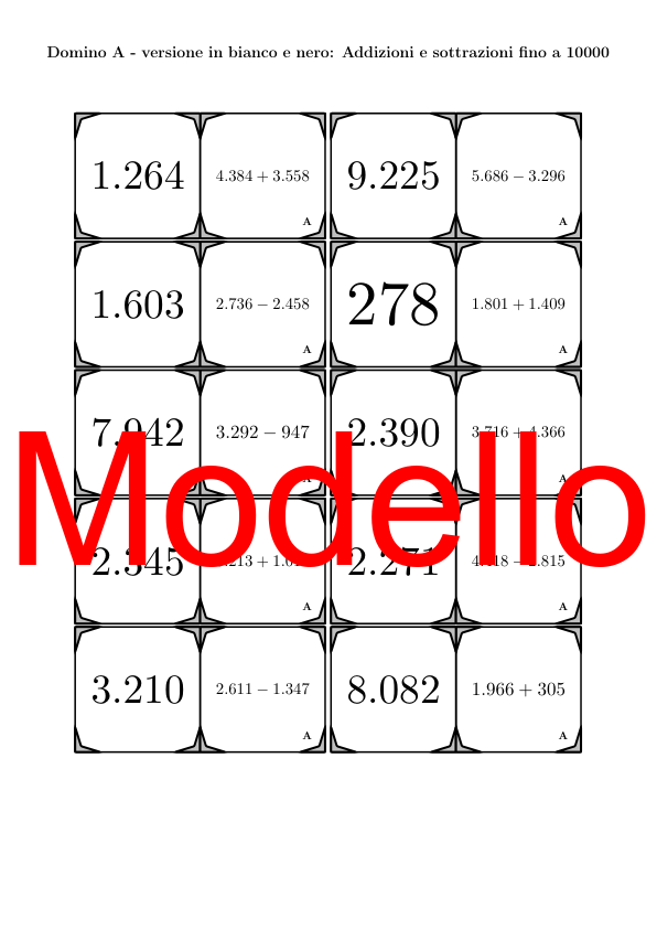 Domino | Addizioni e sottrazioni fino a 10000 | Attività Matematica