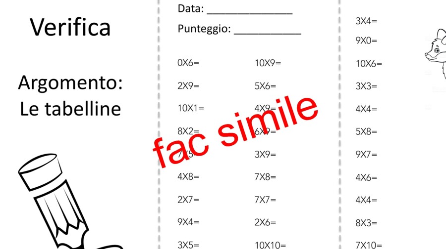 Verifica sulle tabelline