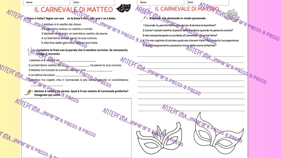 Il Carnevale di Matteo | Comprensione del testo
