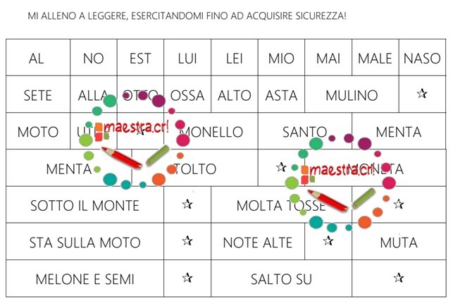 Raccolta di materiali per consolidare la lettoscrittura