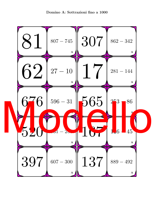 Domino | Sottrazioni fino a 1000 | Attività Matematica