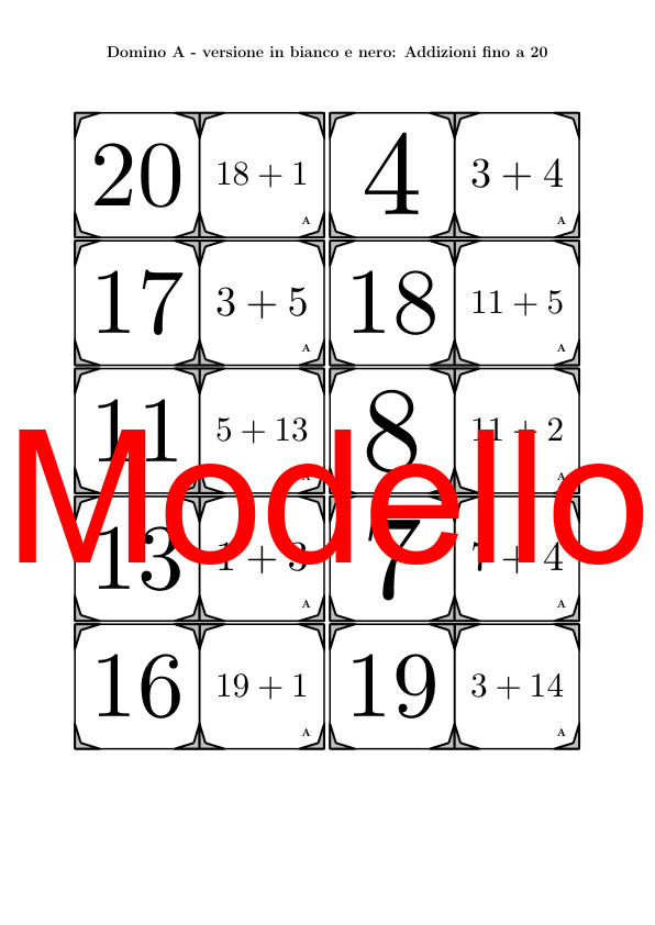 Domino | Addizioni fino a 20 | Attività Matematica | gratuito