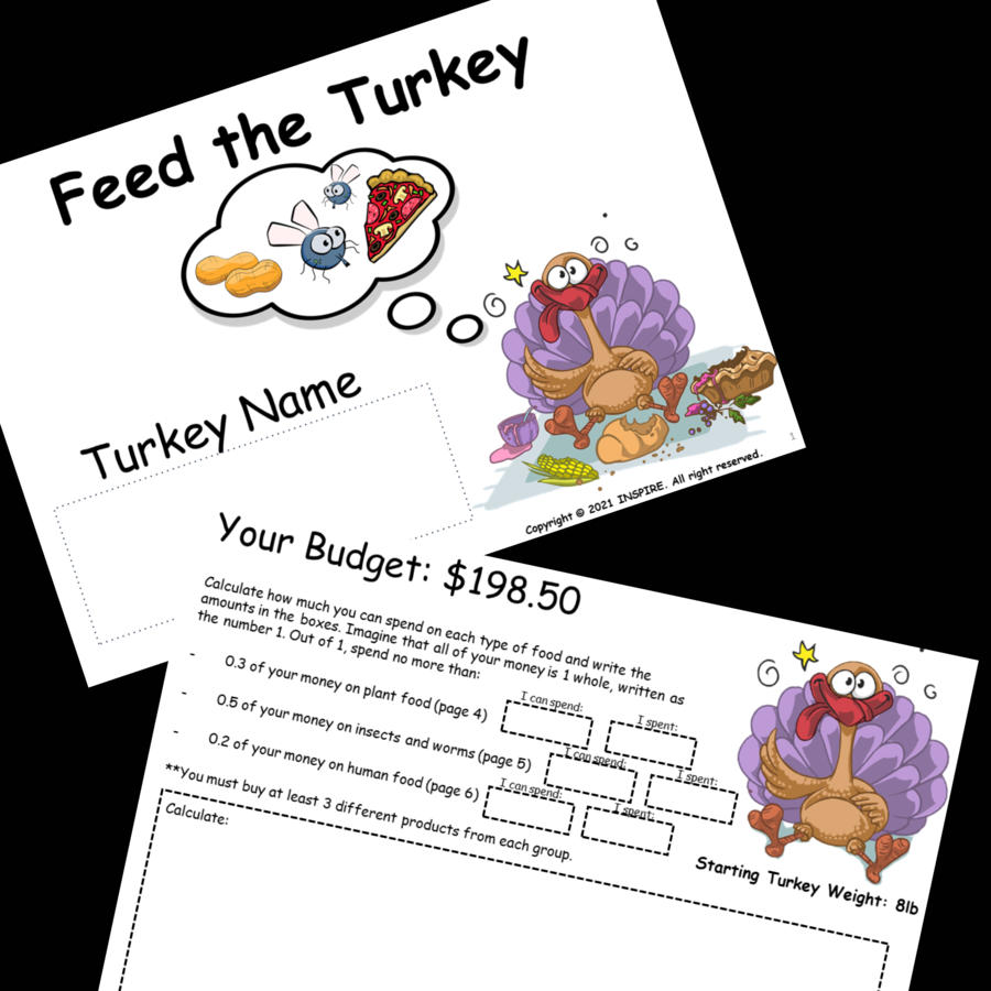 Fall Thanksgiving Math Project Operations with Decimals Project PBL Feed Turkey