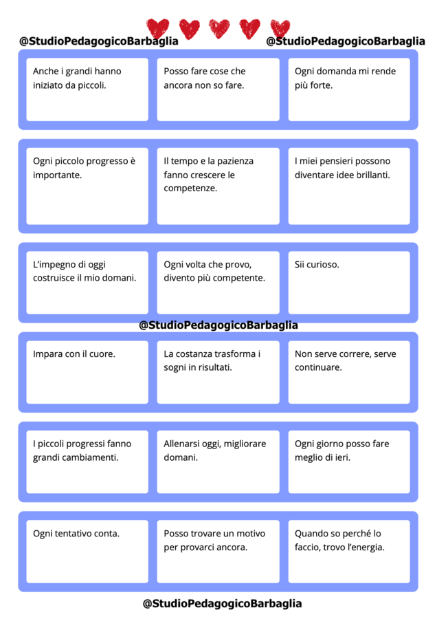 Frasi motivazionali - apprendimento, pedagogia, difficoltà