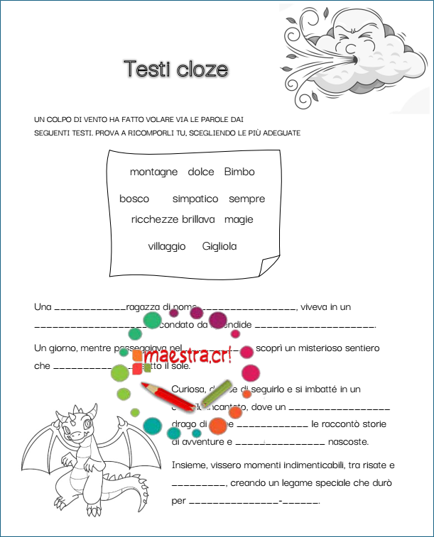 Ripasso ortografico - Testi cloze