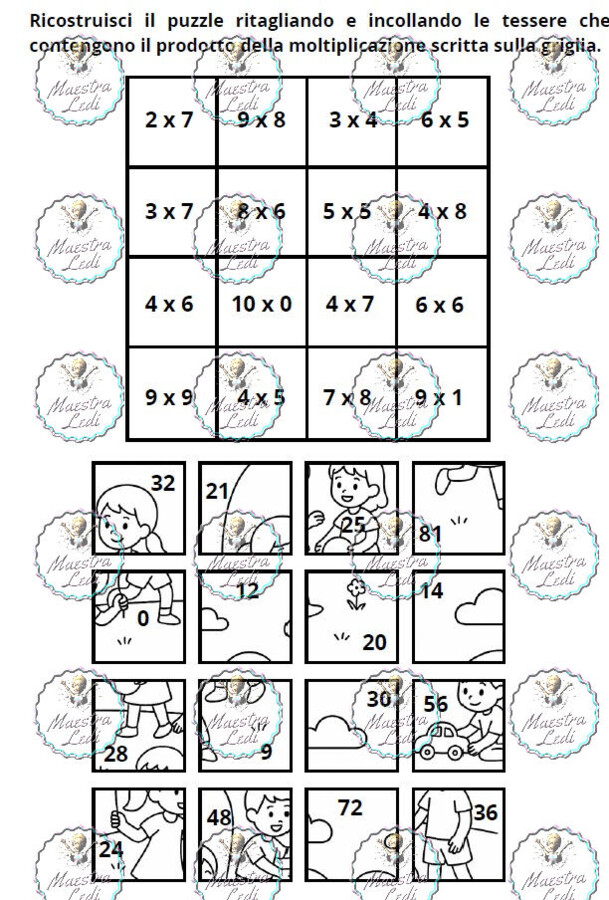 PUZZLE DI TABELLINE