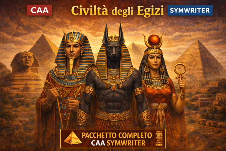 GLI EGIZI – MODULO COMPLETO DI STORIA IN CAA (SYMWRITER) + VERIFICA E OBIETTIVI
