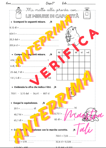 Verifica sulle misure di capacità