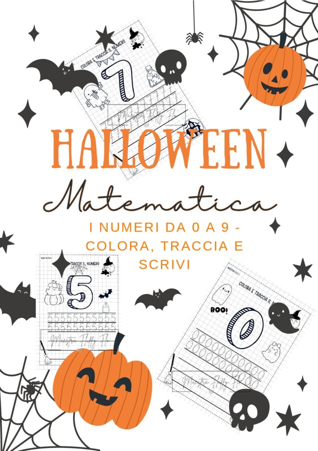 Schede di Halloween di Matematica - I numeri da 0 a 9