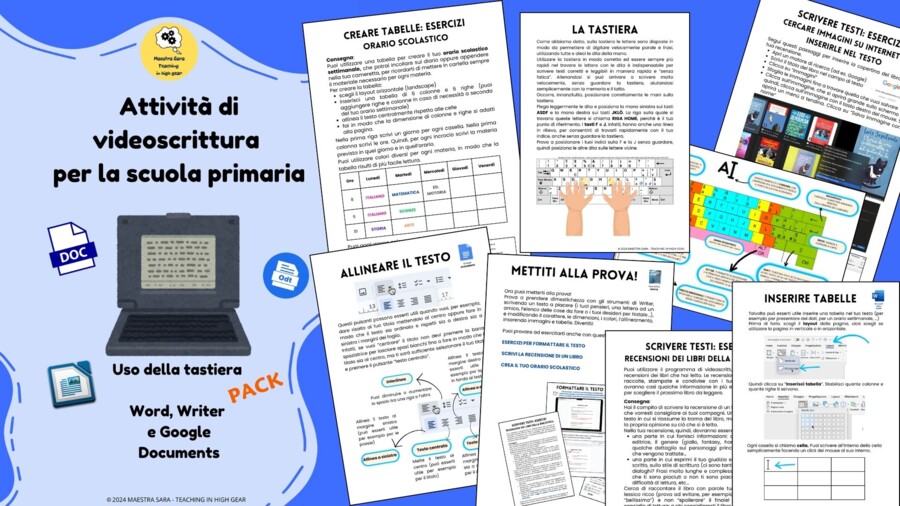 Attività di videoscrittura per la scuola primaria (Pack completo)