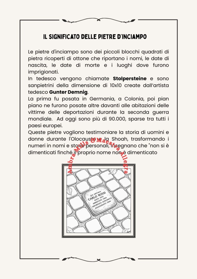 Le pietre parlanti di via dei gigli (giornata della memoria)