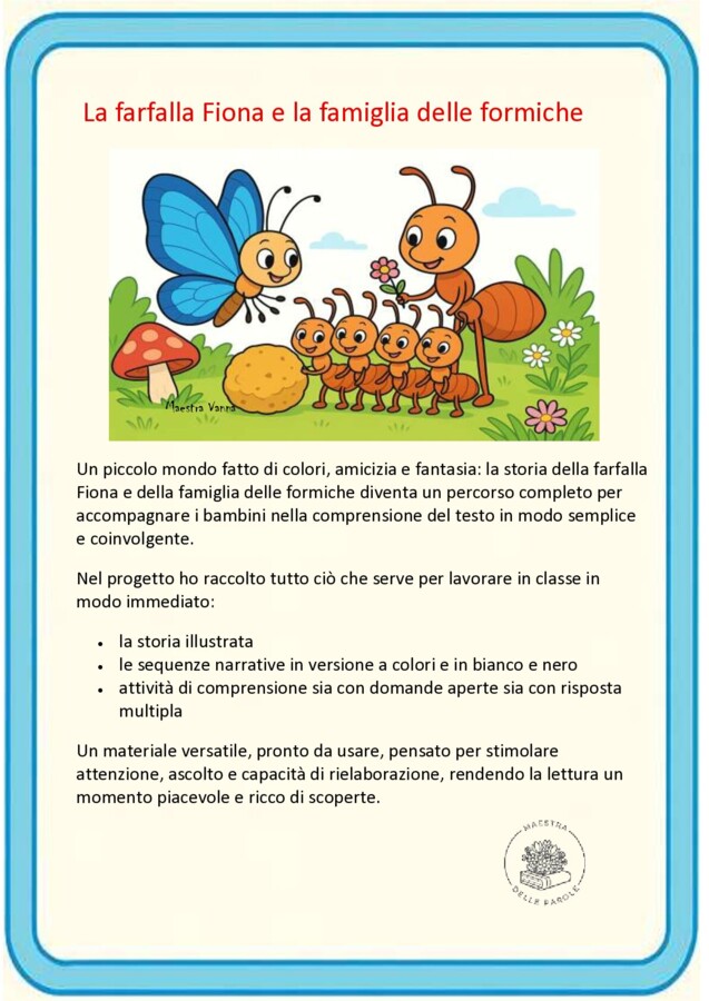 LA FARFALLA FIONA E LA FAMIGLIA DELLE FORMICHE