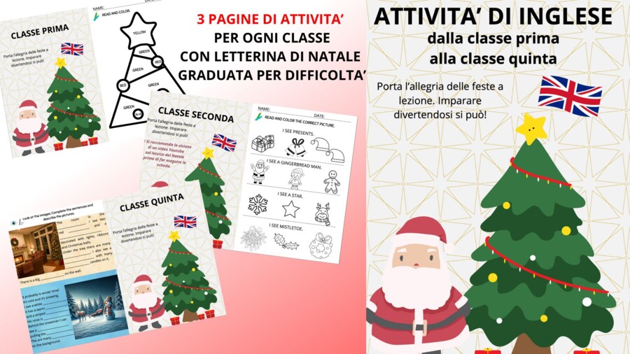 Schede di inglese sul Natale dalla prima alla quinta elementare_Christmas time