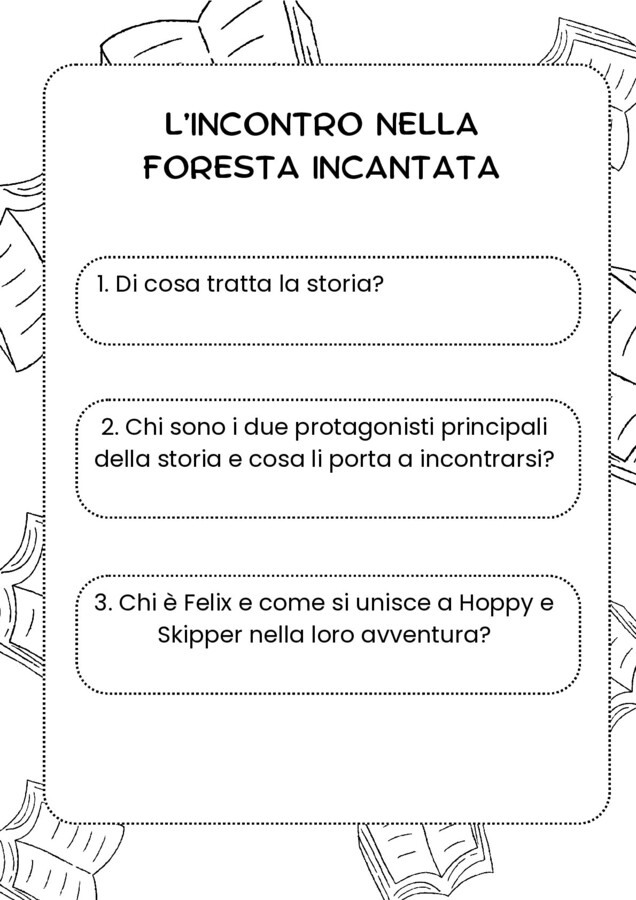 Attività di Comprensione per Le Avventure di Hoppy, Skipper e Felix