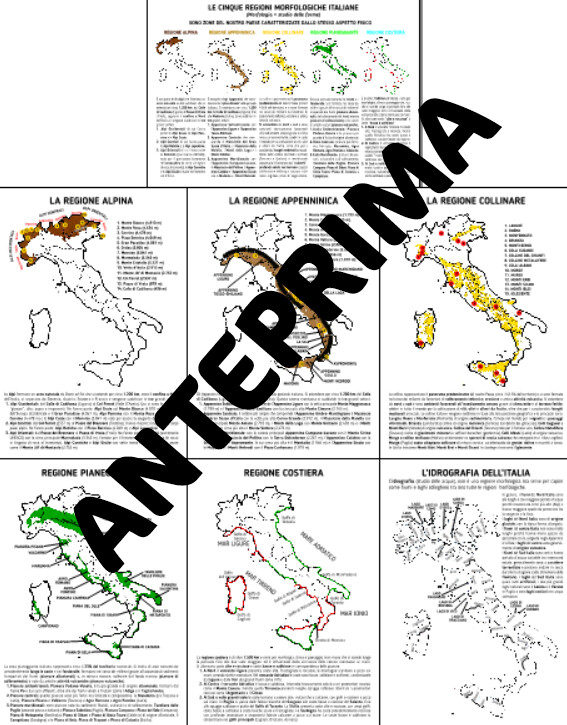 GEOGRAFIA: LE REGIONI MORFOLOGICHE ITALIANE E L'IDROGRAFIA PER LA CLASSE QUARTA SCUOLA PRIMARIA