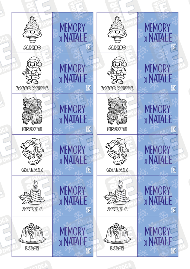 Memory di Natale - Colora, gioca e impara