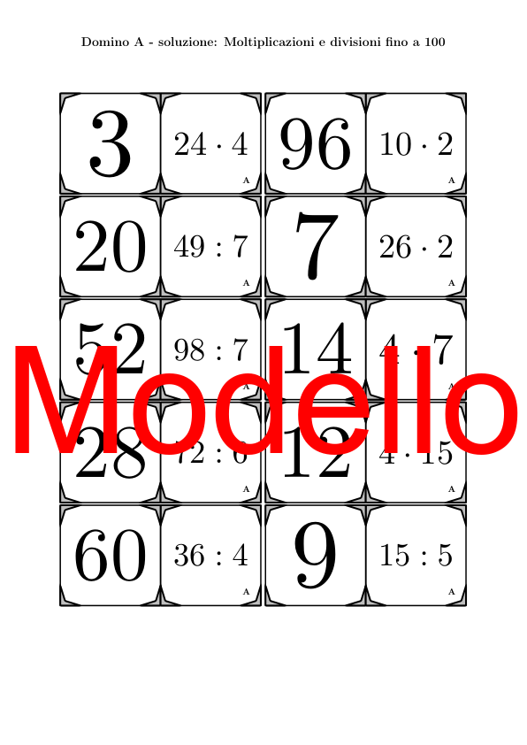 Domino | Moltiplicazioni e divisioni fino a 100 | Attività Matematica