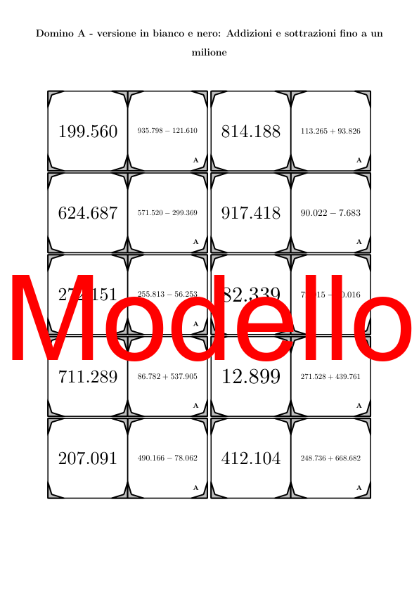 Domino - Addizioni e sottrazioni fino a un milione | Attività Matematica
