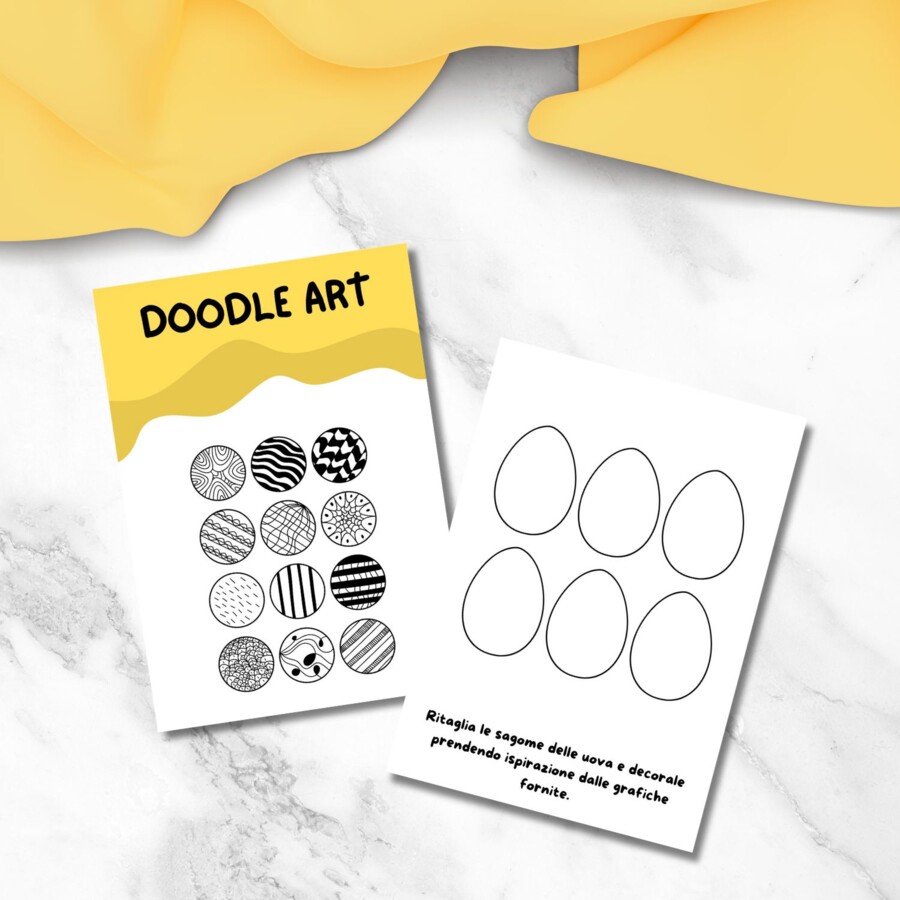 Uova di Pasqua da stampare e decorare con la doodle art