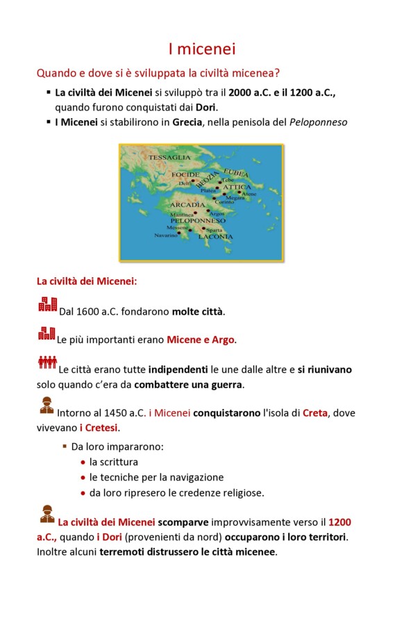 Riassunto della lezione micenea per la quinta elementare, file pdf
