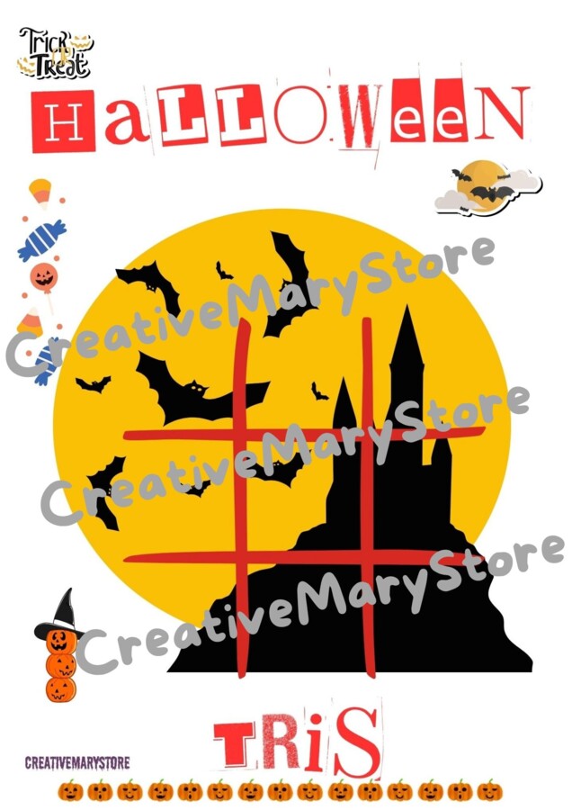 Halloween.6 Giochi TRiS di Halloween (Tic-Tac-Toe): Schede Riutilizzabili per l'Aula!