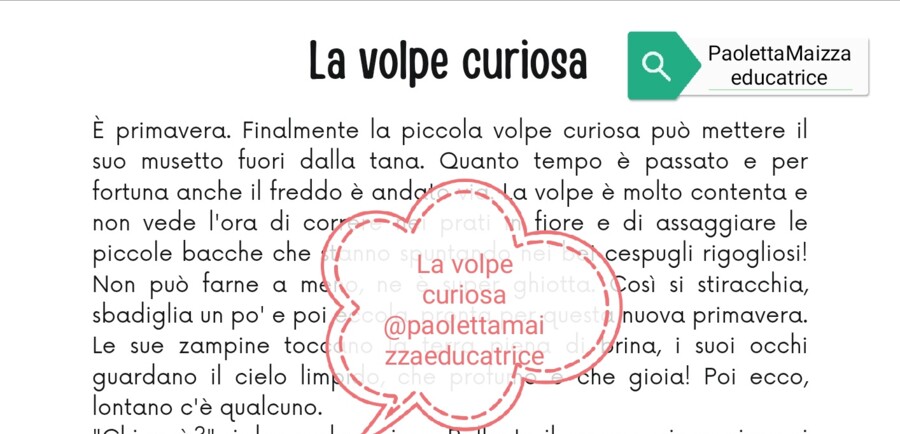 Schede didattiche La volpe curiosa
