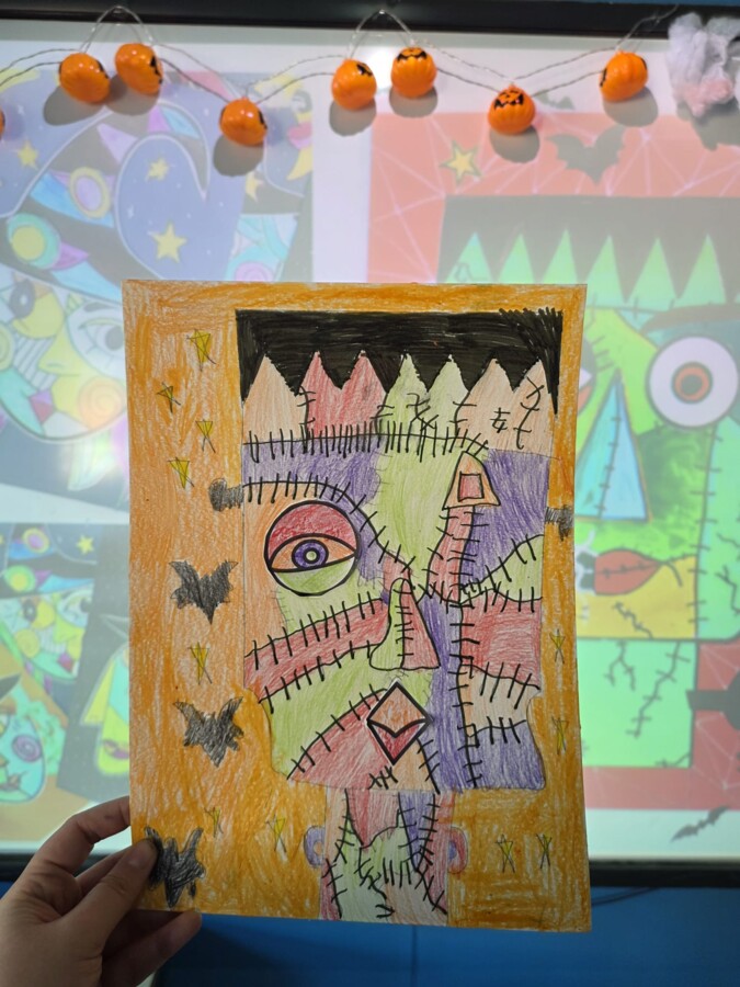 HALLOWEEN PICASSO DISEGNO FRANKENSTEIN STREGA
