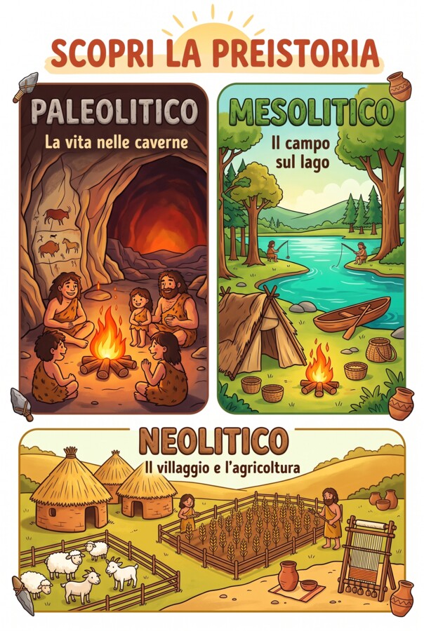 LAPBOOK PREISTORIA — Paleolitico, Mesolitico, Neolitico Un percorso interattivo tra le tre età della pietra