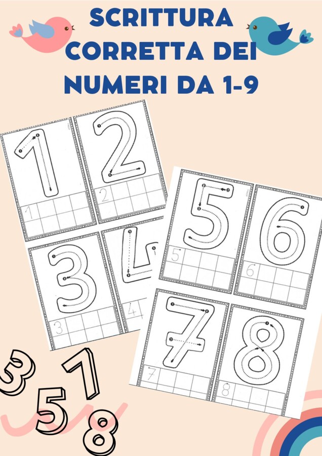 Scrittura corretta dei numeri da 1 a 9