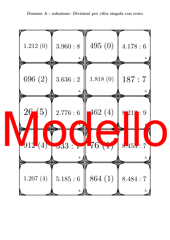 Domino - Divisioni per cifra singola con resto | Attività Matematica