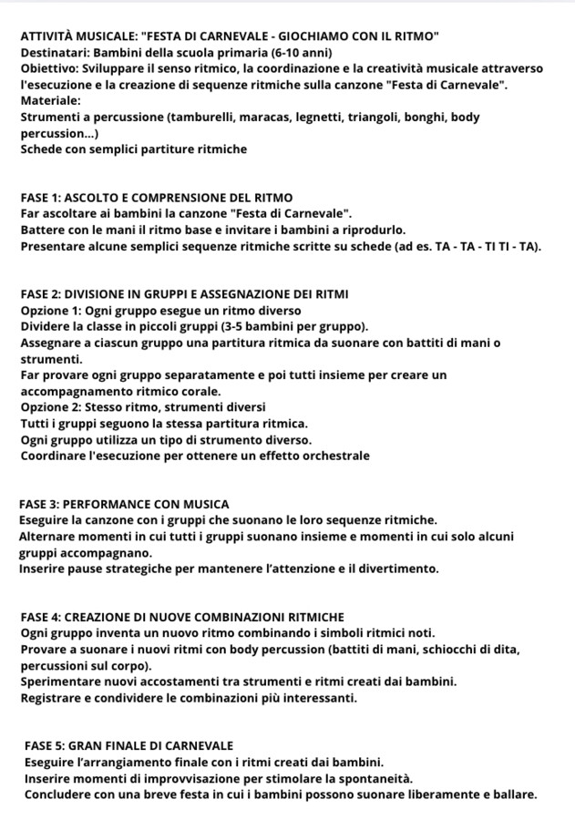 Festa di carnevale/ Musica dalla prima alla quinta