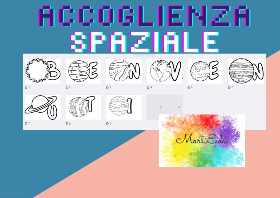Striscione BENVENUTI IN QUINTA tema pianeti